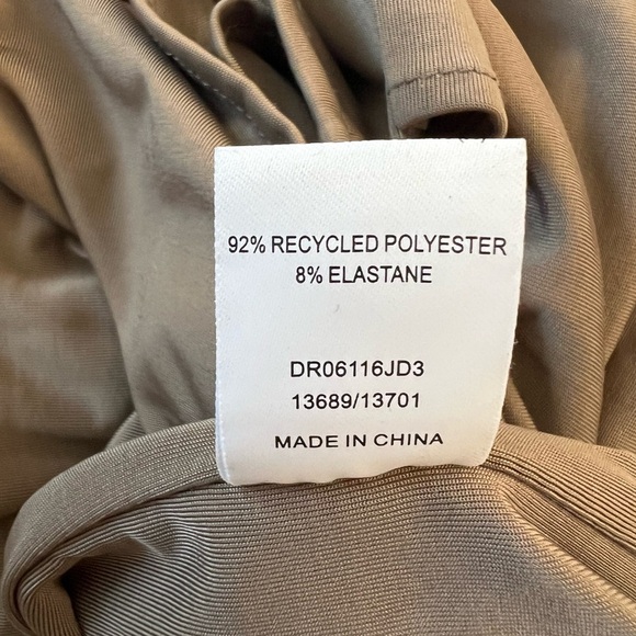 Meshki Gabby dress Elegant Brown One-Shoulder Dress mushroom color M #10 - Picture 9 of 14